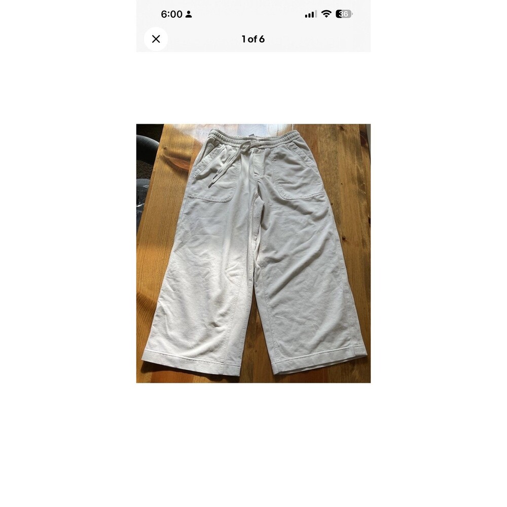 Athleta Farallon Heathered Wide Leg Crop Pants Beige Womans Sz 8